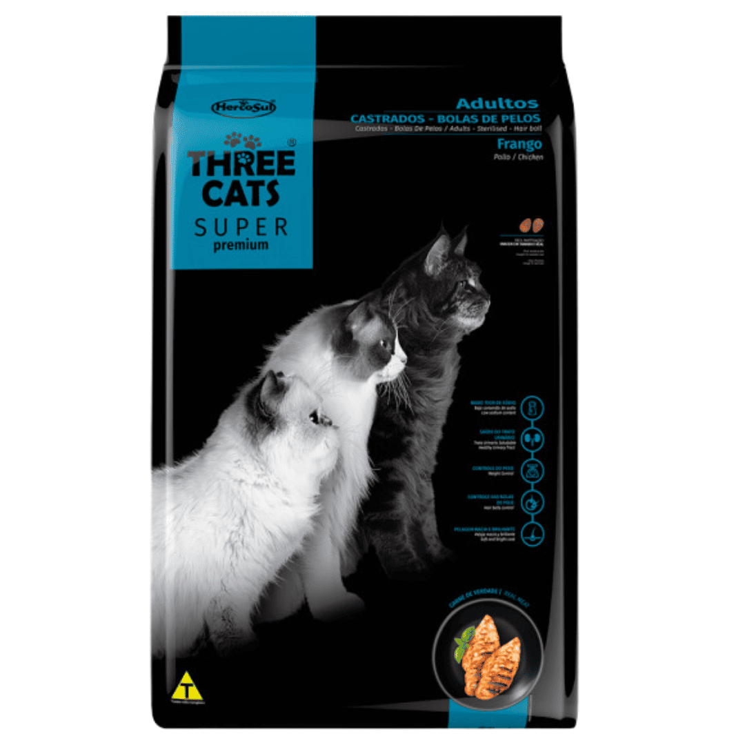 TC SP Pollo Three Cats Super Premium Castrado Bola de Pelo 10,1 kg - Imagen 1